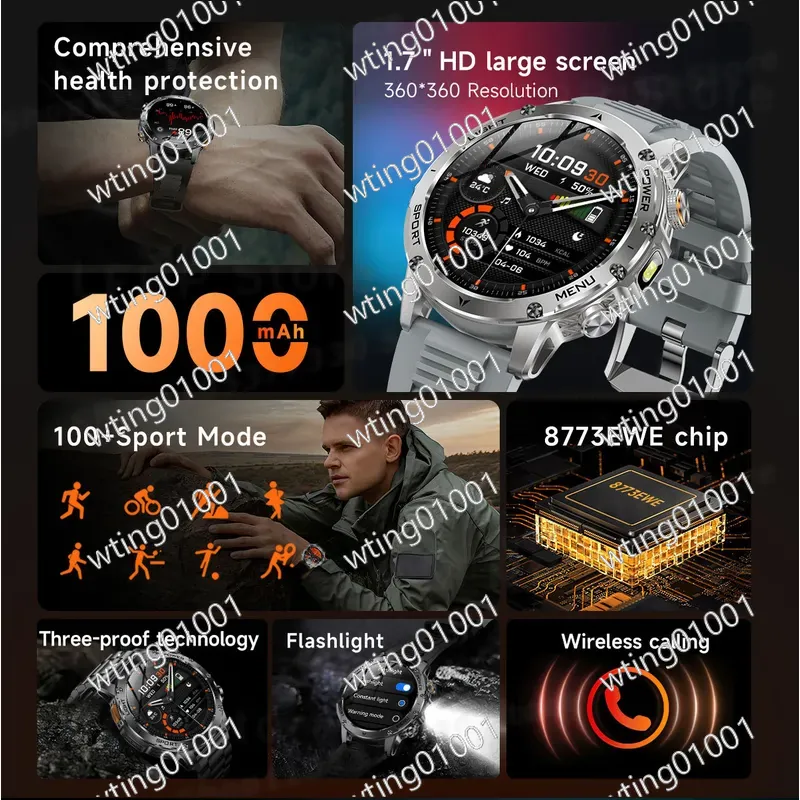 Умные часы AK87: фонарик, Blue – обзор и цена Outdoor Sport Smart Watch
